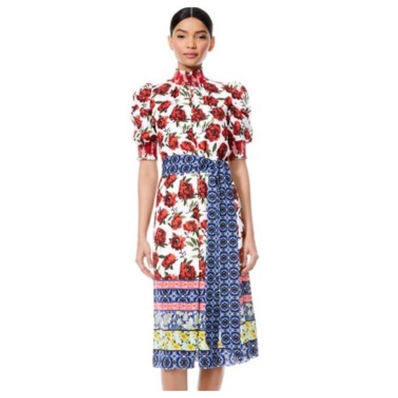 ALICE + OLIVIA Silva Floral Mock Neck Midi Dress - Picture 5 of 16